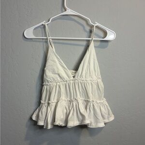 Mustard Seed White Ruffle Blouse